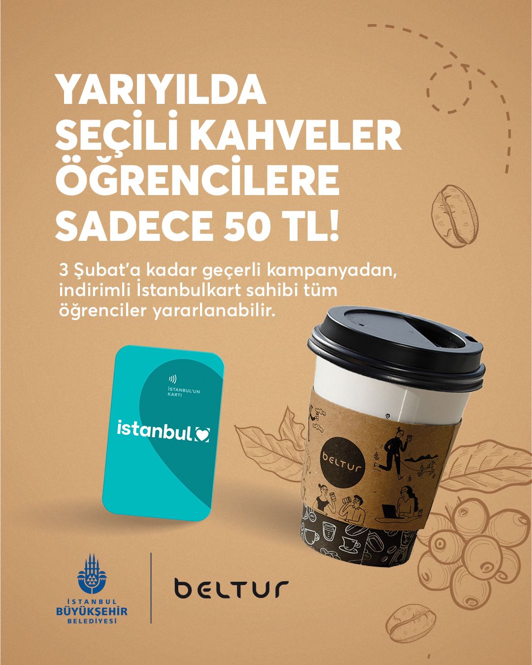 Yarı Yılda Seçili Kahveler Öğrencilere Sadece 50 TL